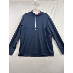 Wilson Quarter Zip Pullover Mens XL Navy Blue Excellent Performance Golf Classic